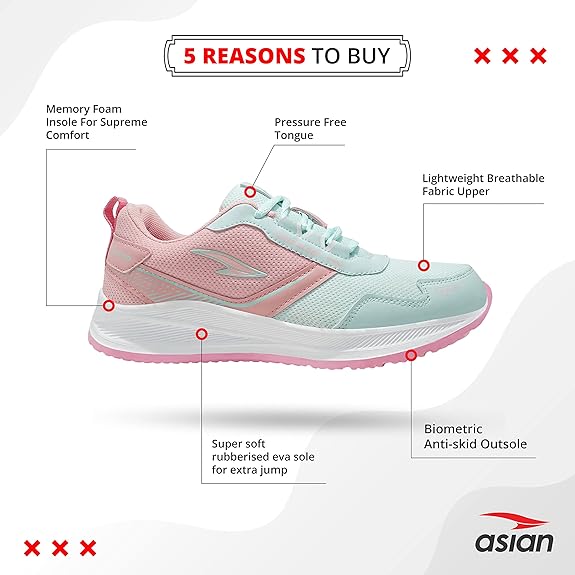 ASIAN Women's Cute Sports Running Shoes,Walking, Gym Casual Sneaker Lace-Up Shoes for Girl's