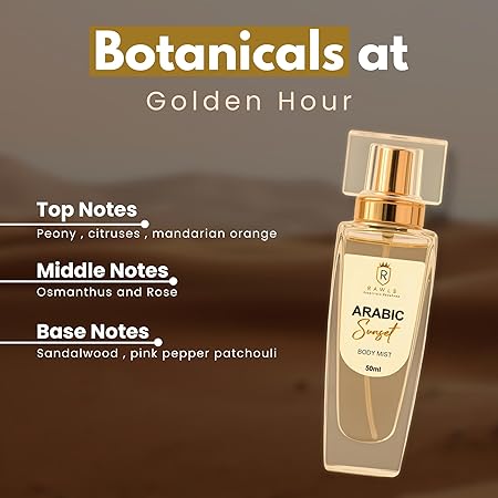 Rawls Arabic Sunset Unisex Body Mist 50ml | Floral & Sandalwood Fragrance | Fresh & Moisturizing Spray | Luxury gift for Men/Women